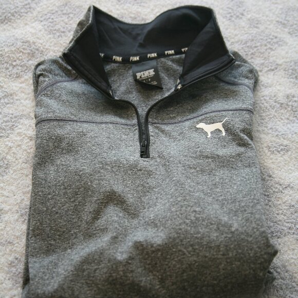 Victoria's Secret PINK Quarter Zip Pullover Jacket, Size Small, Dark Grey - Picture 3 of 3